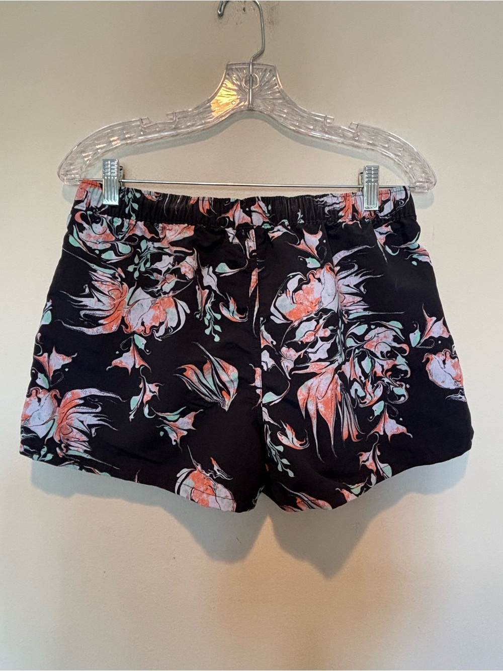 Patagonia Women's Black Athletic Shorts with Pink & Mint Floral Print - Picture 3 of 5